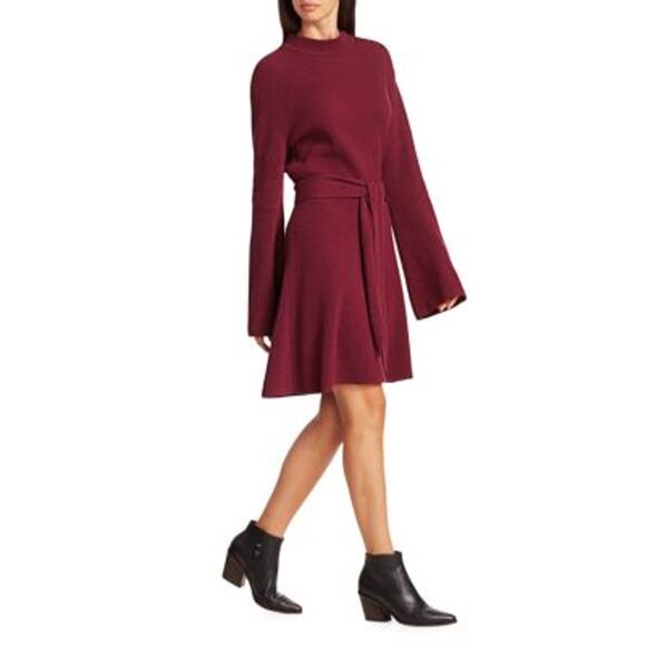 Nanushka Burgundy Mock Neck Sweater Dress Size XS - Picture 1 of 7